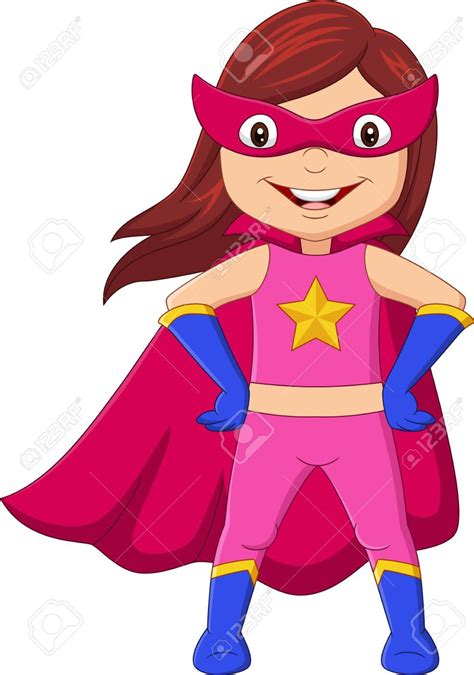 Vector illustration of Cartoon happy superhero girl posing Stock Vector ...