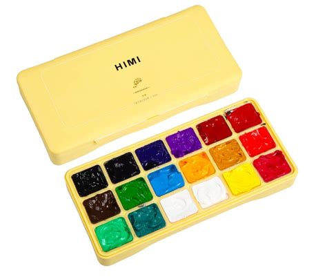 HIMI Gouache Paint Set Jelly Cup 18 Vibrant Colors Non Toxic Paints ...