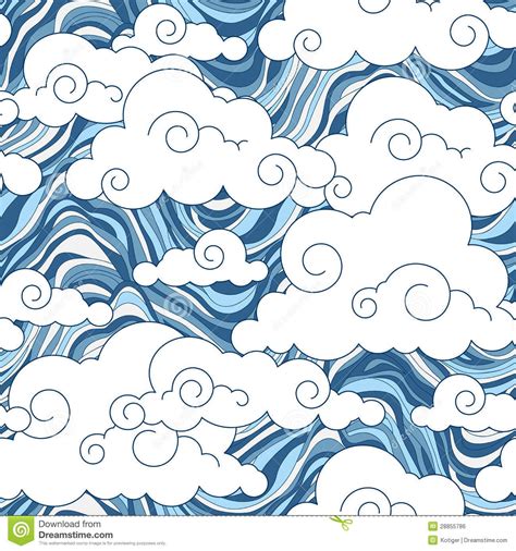 Chinese Cloud Vector Vintage cloud chinese seamless | Doodle ...