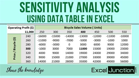 SENSITIVITY ANALYSIS with Data Table in Excel | ExcelJunction.com - YouTube