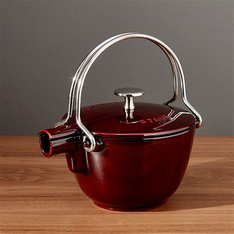 Staub Red Cast Iron Tea Kettle | Crate and Barrel