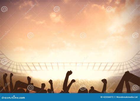 Football Stadium with Cheering Crowd Stock Illustration - Illustration ...