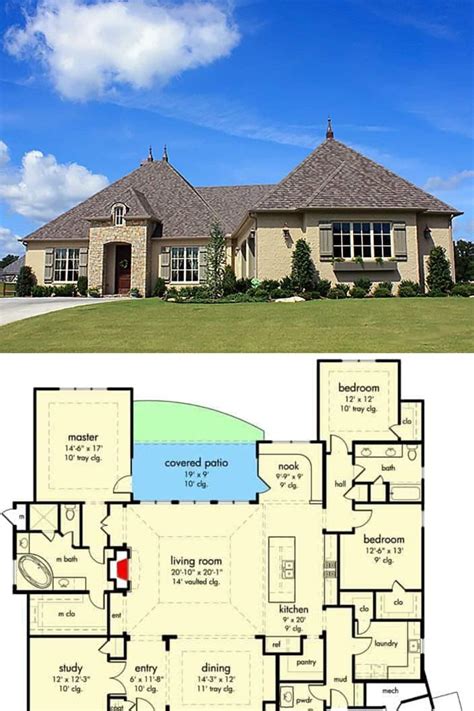 3-Bedroom Single-Story French Country Home (Floor Plan) | French country house plans, French ...