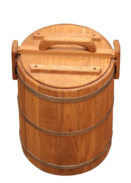 Premium Photo | A wooden bucket with a handle that says's on it