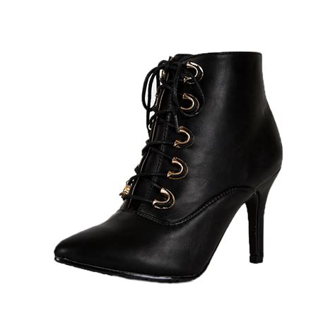 Ladies lace up high heel victorian style ankle boots | eBay