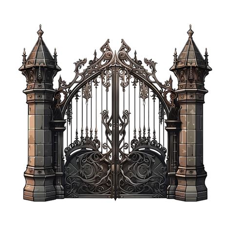 Premium AI Image | Isolated of Swing Gate With Castle Battlement Design Consisting of a Dou 3D ...