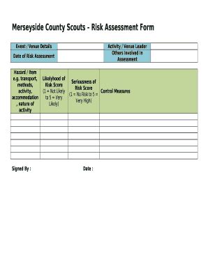 Merseyside County Scouts Risk Assessment Doc Template | pdfFiller