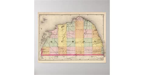 Map of Huron County, Michigan Poster | Zazzle