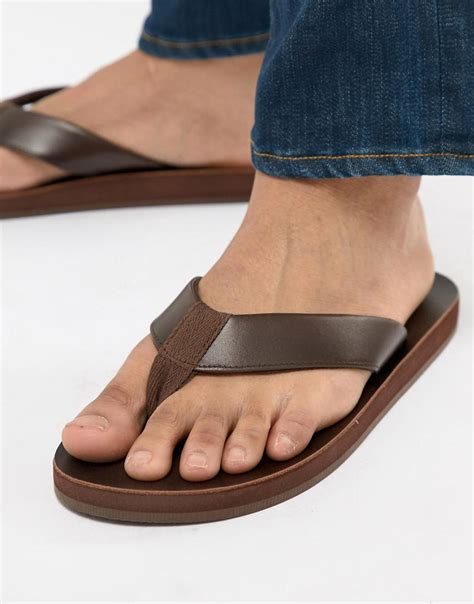 Abercrombie & Fitch Leather Flip Flops In Brown for Men - Lyst