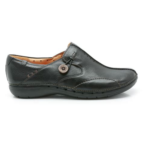 Clarks Womens Un Loop Black Leather Casual Shoes