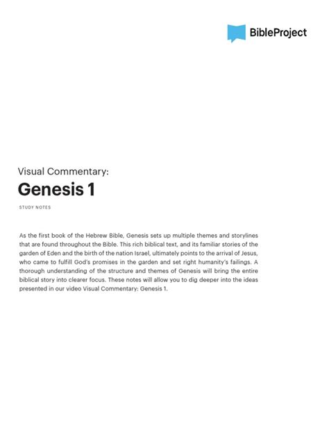 Bible Project - Genesis-1 - Study Notes - Final | PDF | Genesis ...