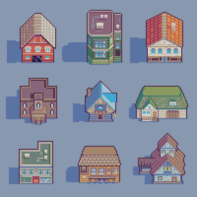 Top down houses . : PixelArt