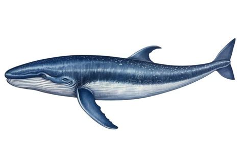 Blue Whale Isolated on White Background, , Side View Stock Illustration - Illustration of water ...