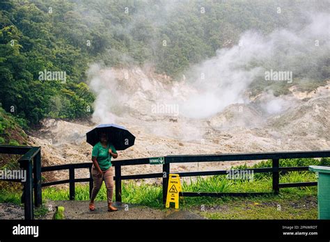 A waterfall next to Soufriere Drive In Volcano, Soufriere, St. Lucia Stock Photo - Alamy