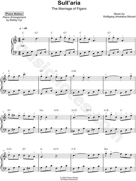 Piano Notion "Sull'aria" Sheet Music (Piano Solo) in C Major - Download & Print - SKU: MN0221741