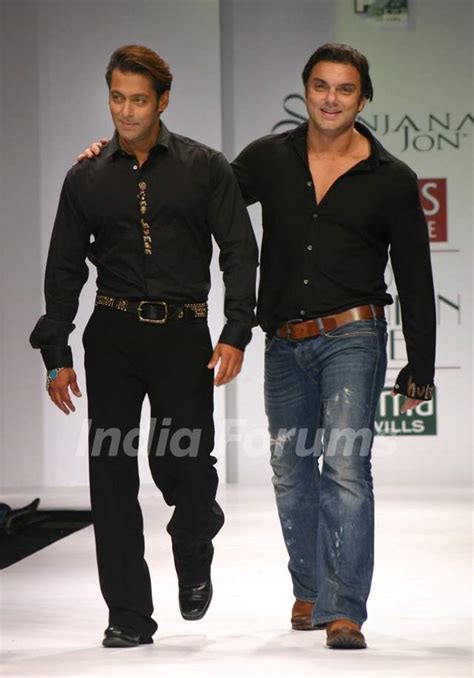 Salman Khan and his brother Sohail Khan at the designer Sanjana Jon show at the Wills Lifestyle ...