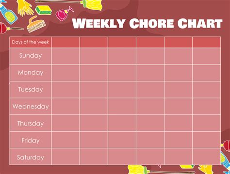 Blank Weekly Chore Chart Templates - 10 Free PDF Printables | Printablee