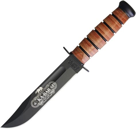 Ka-Bar 120th Anniversary US Army Fixed Blade Knife Brown Leather [7.0" Plain Black] Clip Point ...