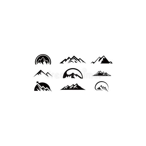 Mountain Silhouette Landscape Icon Peak Illustration Set Stock Vector - Illustration of vector ...