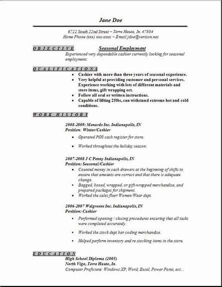 Seasonal Employment Resume, Occupational:examples,samples Free edit with word