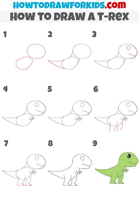 How to Draw a T-Rex - Easy Drawing Tutorial For Kids