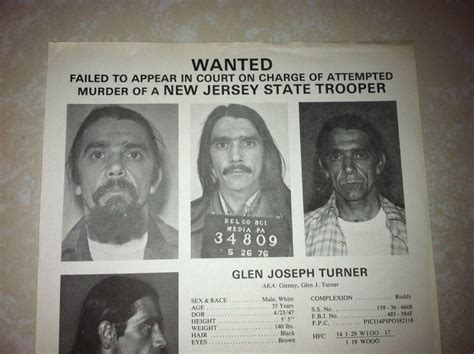 PRESIDENT OF PAGANS MOTORCYCLE GANG, GLEN J. TURNER FBI WANTED POSTER *PLS OFFER | #1811828086