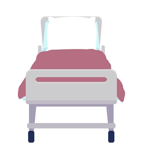 Hospital bed semi flat color vector object. Editable element. Full sized item on white ...