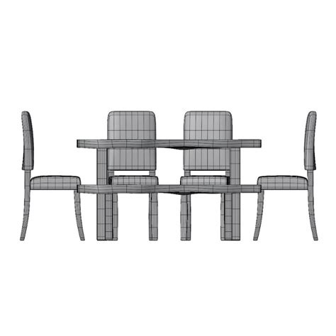 Rustic Dining Set With Bench - BlackBee3D