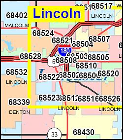 Nebraska ZIP Code Map including County Maps