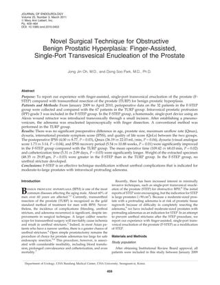 Una nuova tecnica tecnica chirurgica di enucleazione transvescicale della prostata nel ...