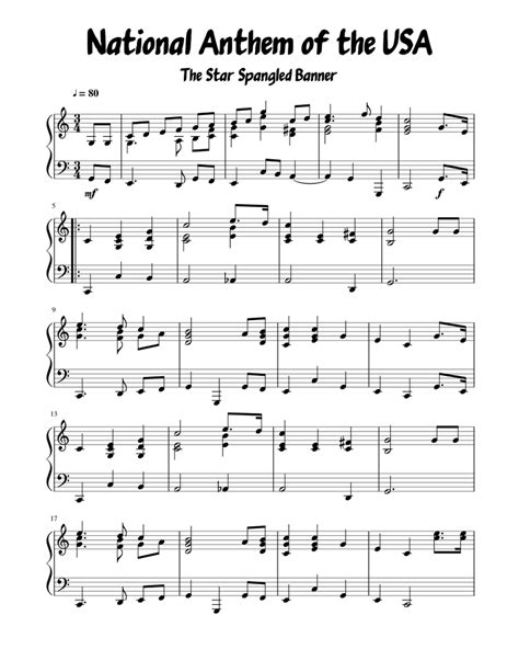 national anthem piano sheet music American anthem - Sheet Music Gallery