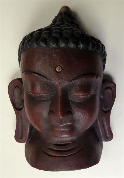 Wood Buddha Mask Wall Hanging