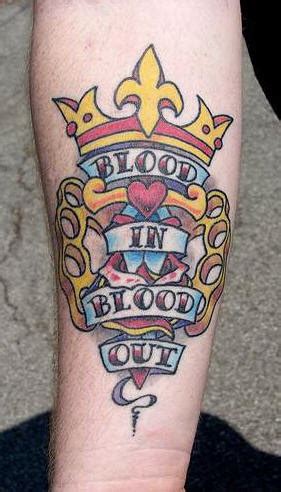 Blood in blood out coloured knife tattoo - Tattooimages.biz