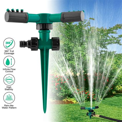 Elegant Choise Lawn Sprinkler - Automatic 360 Rotating Adjustable Garden Hose Watering ...