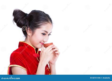 Chinese girl drink a tea stock photo. Image of hand, geisha - 68151436