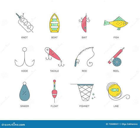 Fishing Equipment stock vector. Illustration of line - 72688041