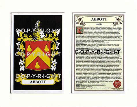 Heraldic Mounts - Abbott Family Crest and History