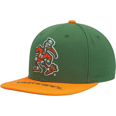 Men's Mitchell & Ness Green/Orange Miami Hurricanes Logo Snapback Hat