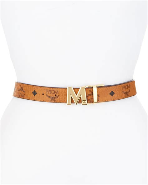 MCM Canvas Reversible Logo Belt - Lyst