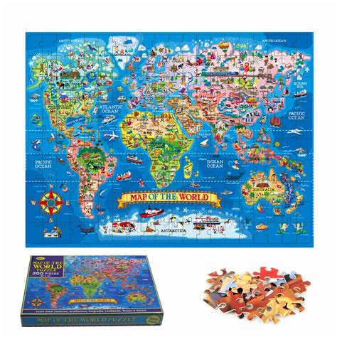 Buy XIAOKEKE World Puzzle for Kids - 200 Piece - World Puzzles with ...