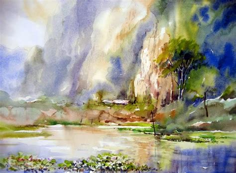 Scene from the Countryside - Watercolor, 18" x 24" (45cm x 60cm) by Phang Chew