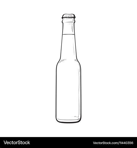 Closed bottle of cold beer sketch style Royalty Free Vector