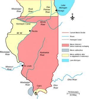 Original northern border of Illinois was south of Chicago and Lake Michigan