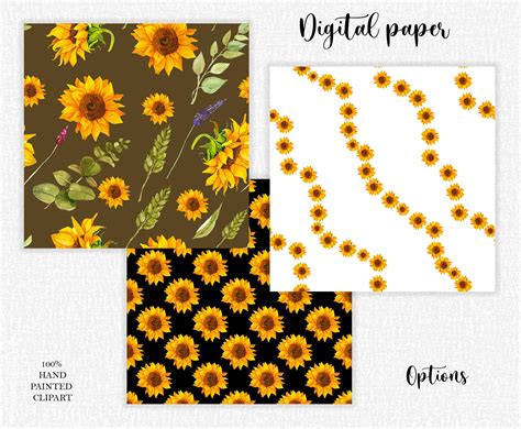 Sunflower Digital Scrapbook Paper seamless sunflower patterns | Etsy