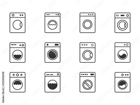 washing machine icon set, laundry symbols with wash machine Stock Vector | Adobe Stock