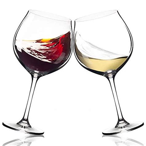 Extra Large Red Wine Glasses - Set of 2 Big 23oz Goblets | Long Stem | Lead-free Crystal ...