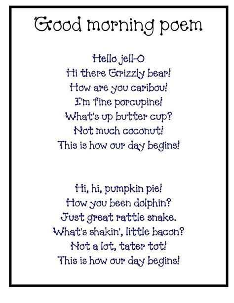 Pin by Stephanie Ashley on LITTLE SILLY NURSERY SONGS | Good morning poems, Classroom songs ...