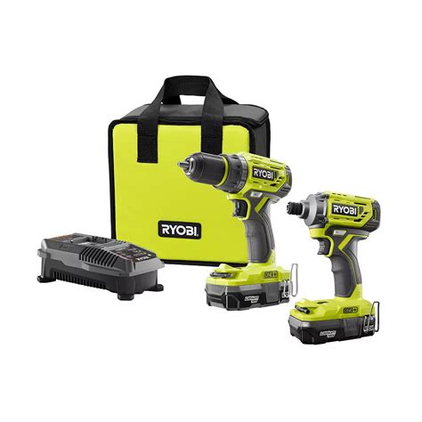 RYOBI 18V ONE+ Li-Ion Cordless Brushless Drill/Driver-Impact Driver Kit (2-Tool)w/(2) 1.3 ...