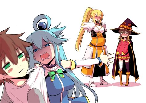 megumin, aqua, darkness, and satou kazuma (kono subarashii sekai ni ...