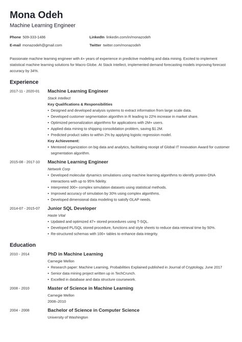 Machine Learning Resume: Samples and Writing Guide